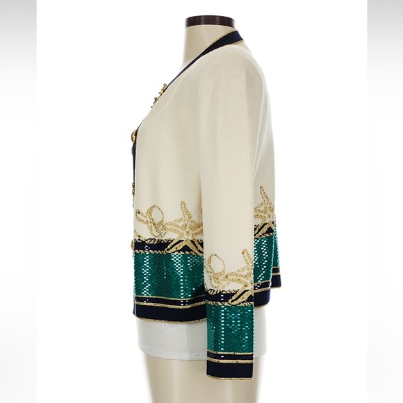 St. John Evening Pailletes Nautical Theme Blazer Size 8 - Picture 4 of 15